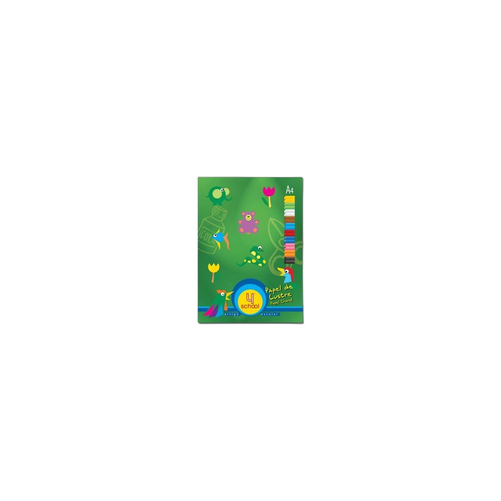 Bloco De Papel Lustre 4School A4, 20 Folhas