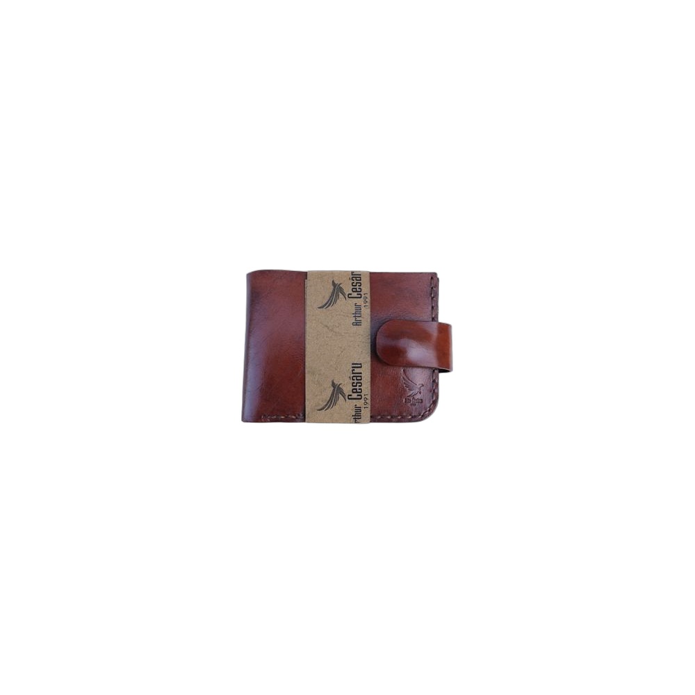 Porta Cartões Masculino Com Botão De Pressão Arthur Cesáru, Castanho