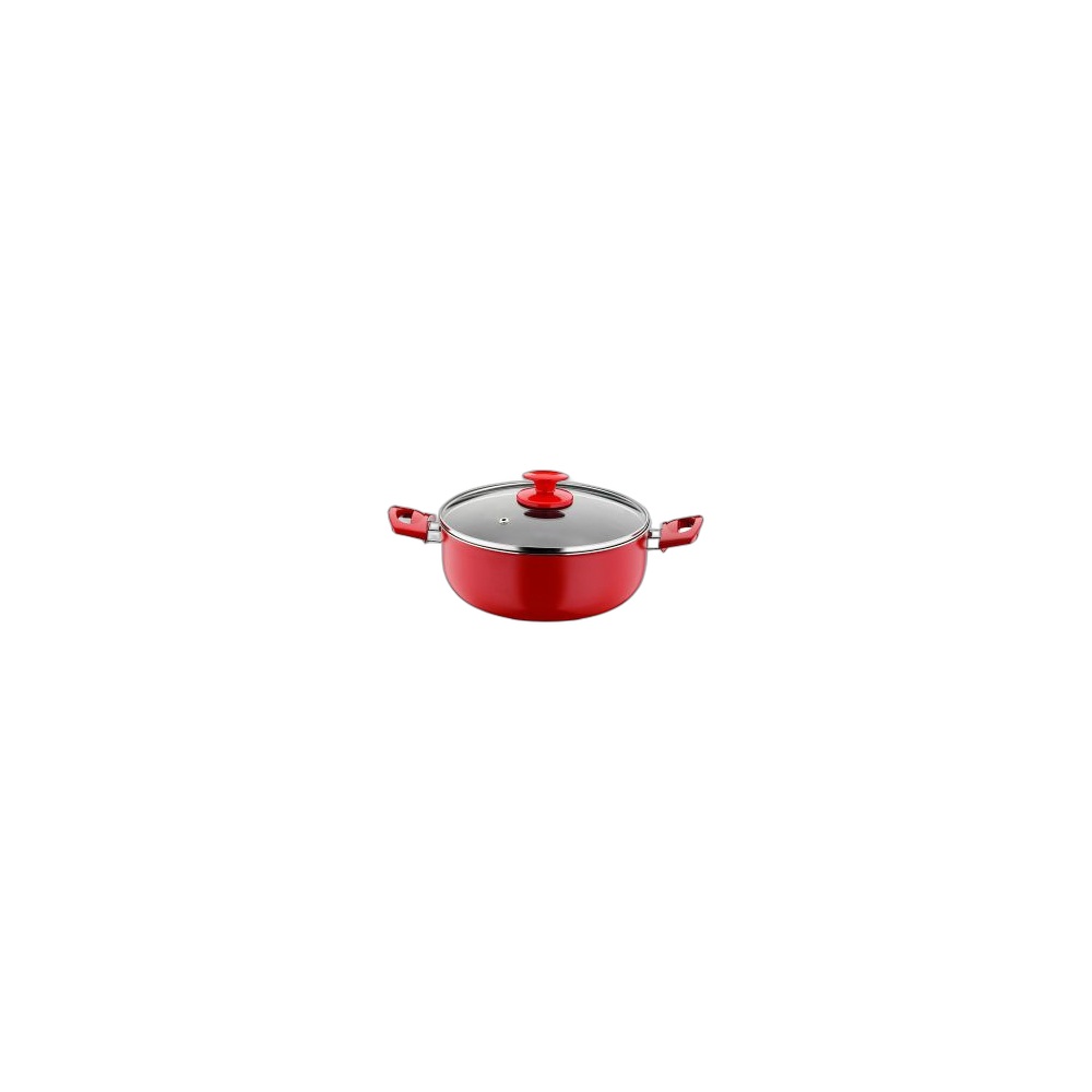 Caçarola Anti Aderente 20Cm Redio Vermelho Tampa Vidro Papilla