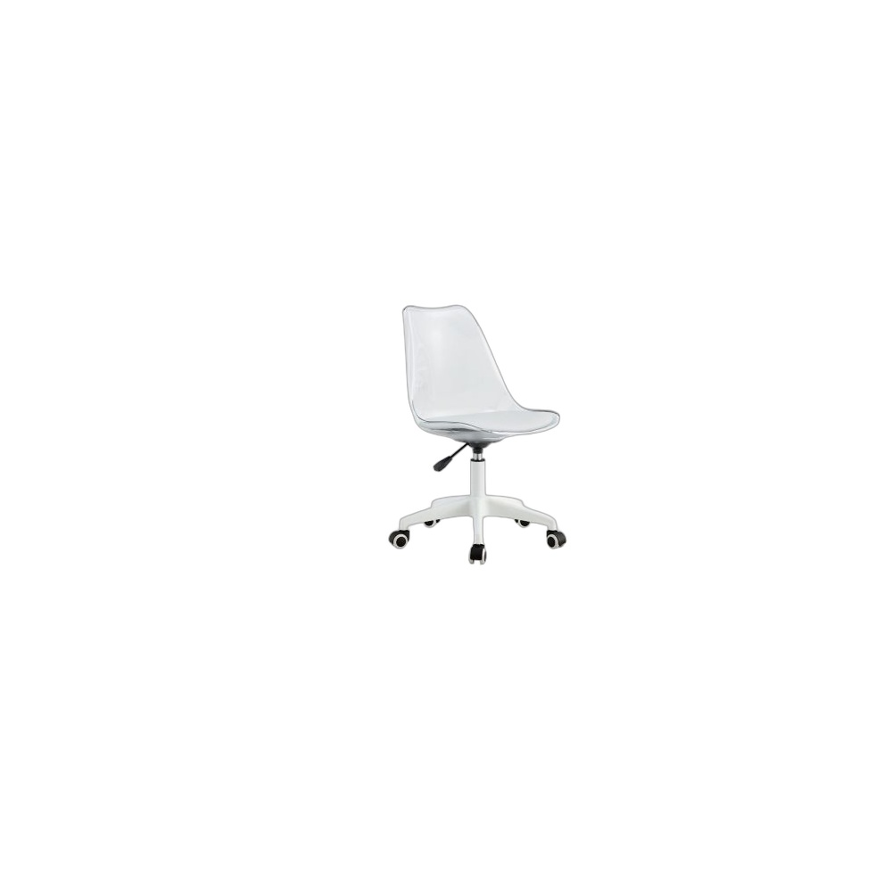 Cadeira Moderna Giratória Para Escritório C2314, Branco Transparente