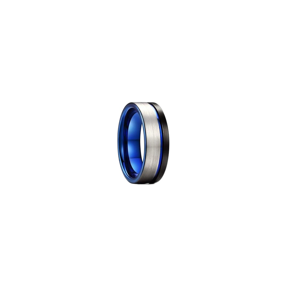Anel Masculino De Aço Inoxidável 12338 Azul, Tamanho 7