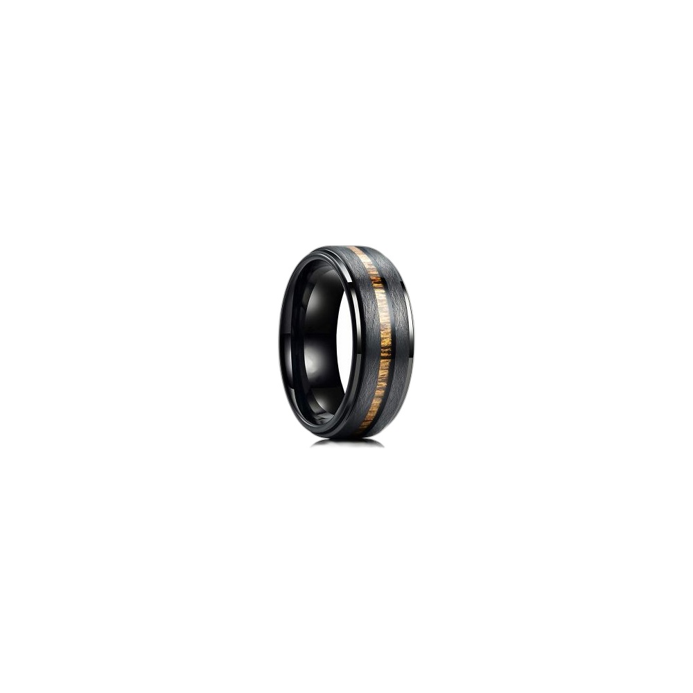 Anel Masculino De Aço Inoxidável 12394 Preto, Tamanho 7