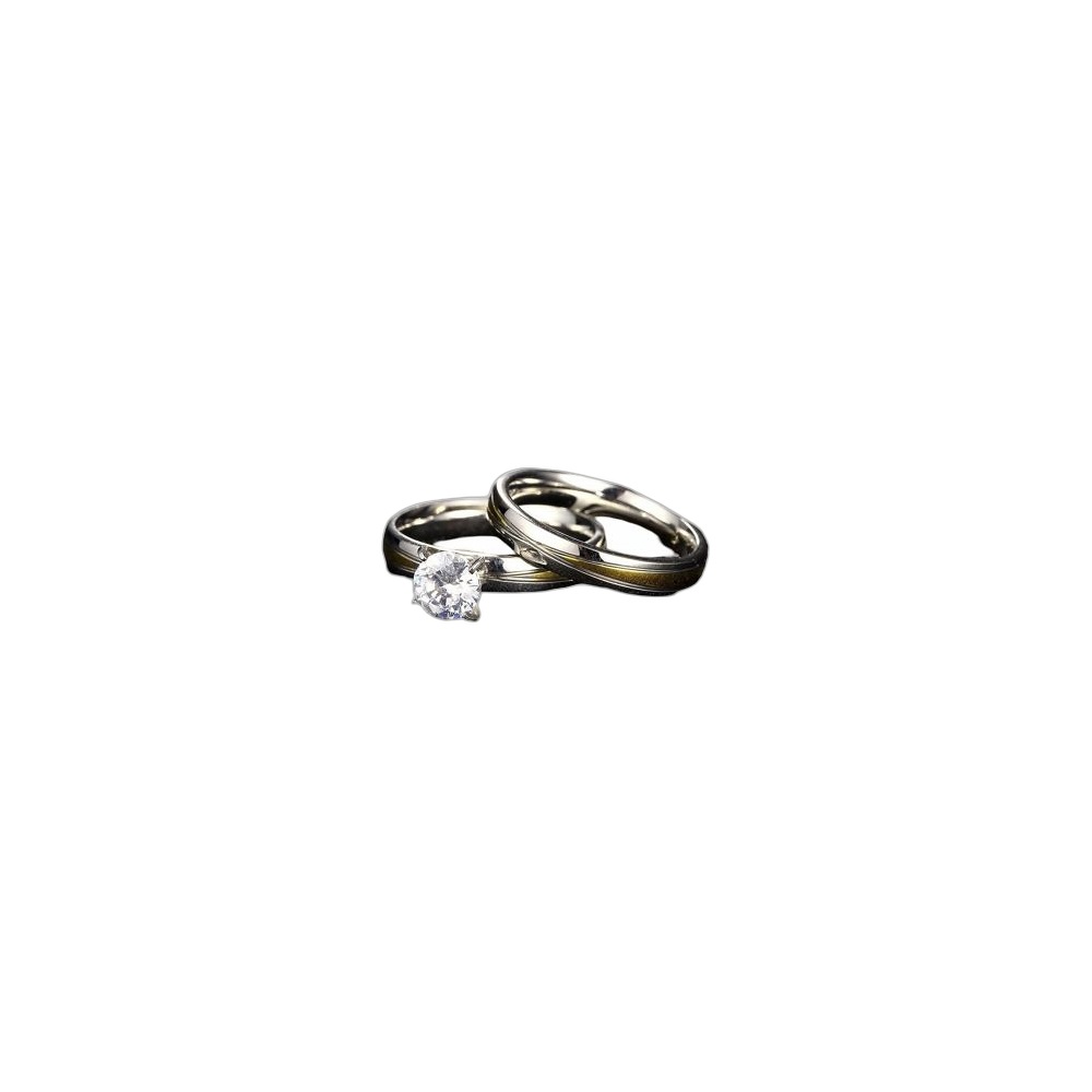 Aliança De Aço Inoxidável 29155 Silver-Gold, Tamanho: 8
