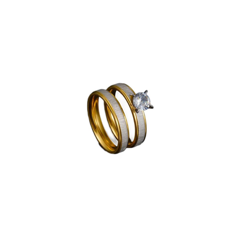 Alianças De Aço Inoxidável 29167 Silver-Gold, Tamanho: 6