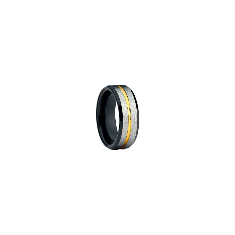 Anel Masculino De Aço Inoxidável 12306 Preto, Tamanho Variável
