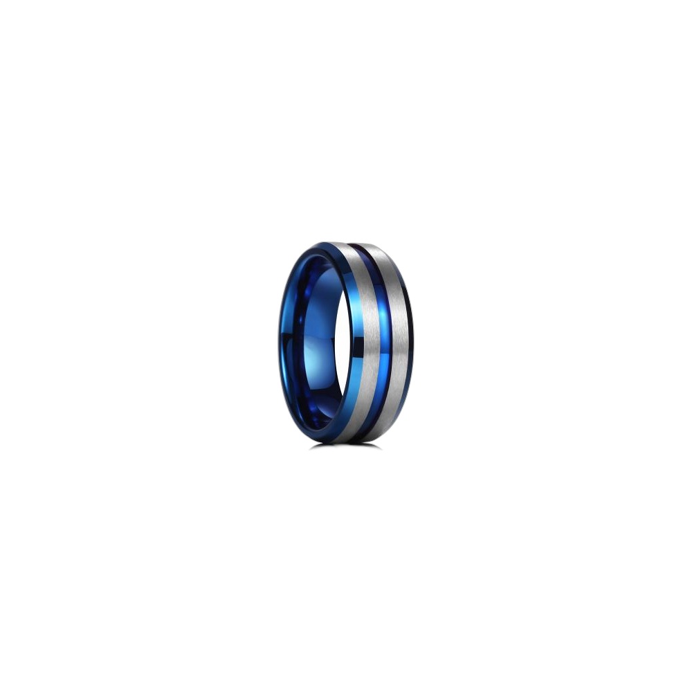 Anel Masculino De Aço Inoxidável 12309 Azul, Tamanho Variável