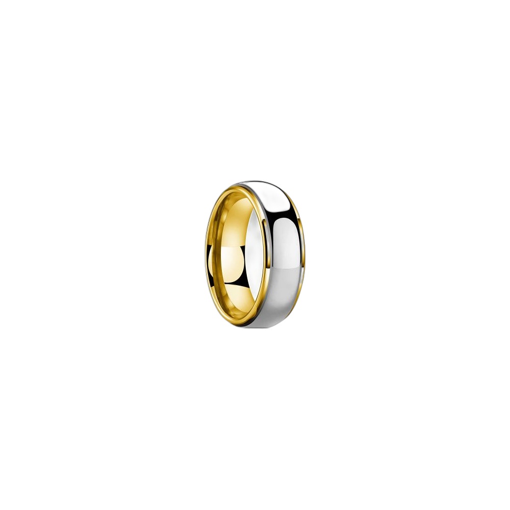Aliança De Aço Inoxidável 29164 Silver-Gold, Tamanho Variável