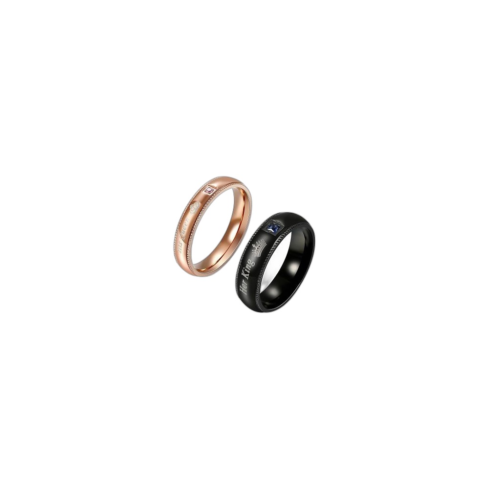 Conjunto De Aneis Inox Para Casais 23124 Black, Tamanho Variável