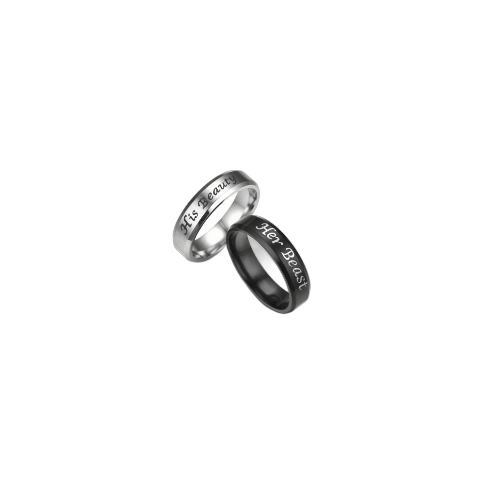 Conjunto De Aneis Inox Para Casais 23161 Black, Tamanho Variável