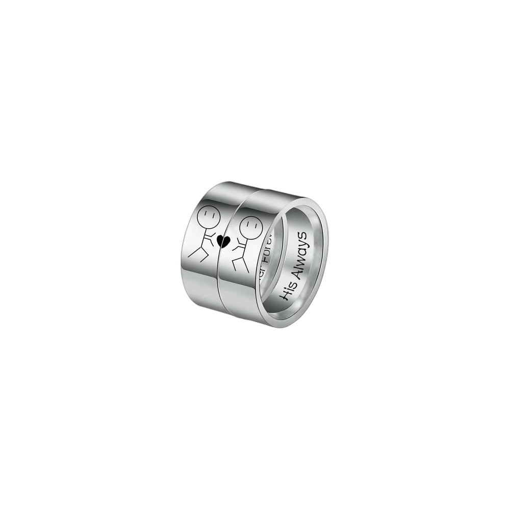Conjunto De Aneis Inox Para Casais 23188 Silver, Tamanho Variável
