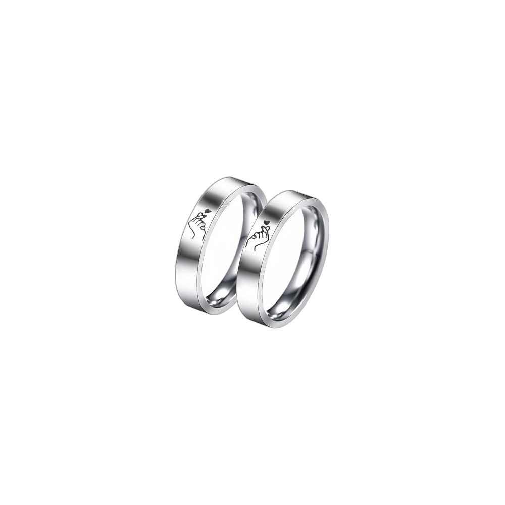 Conjunto De Aneis Inox Para Casais 23197 Black, Tamanho Variável