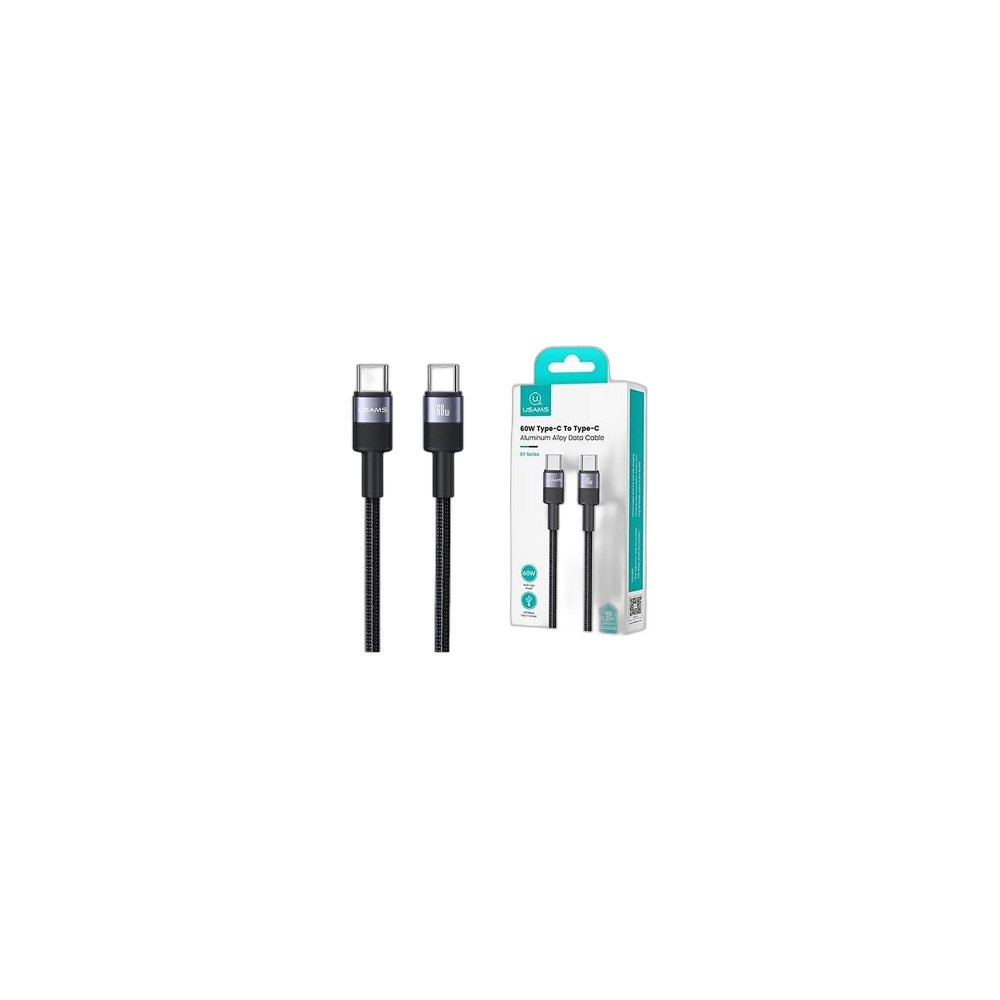 Cabo De Carregamento Type-C Type-C Usams Sj 729 Fast Charging 1.2 M, Preto