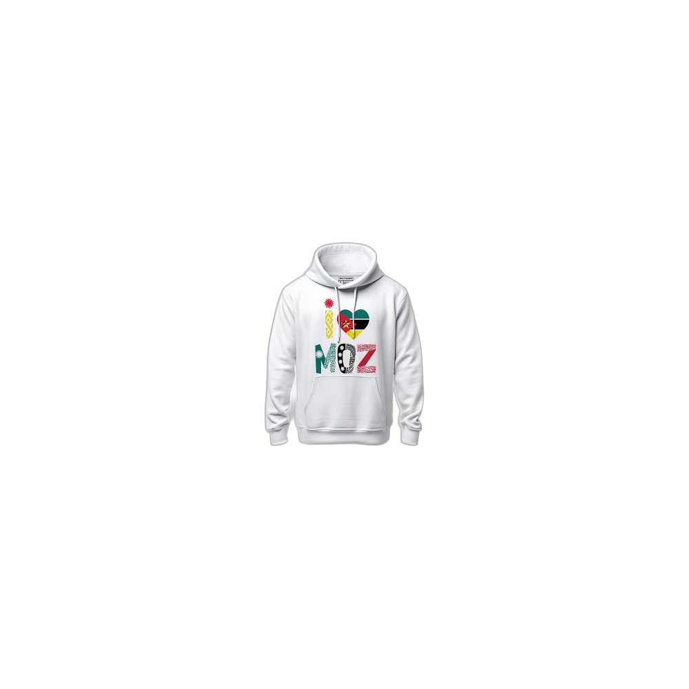 Camisola Hoodie I Love Moz, Branco