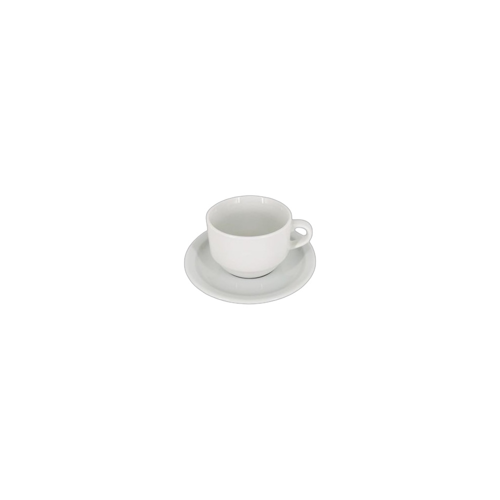 Chavena Chá Com Pires Empilhavel Porcelana Branca, 250 ml