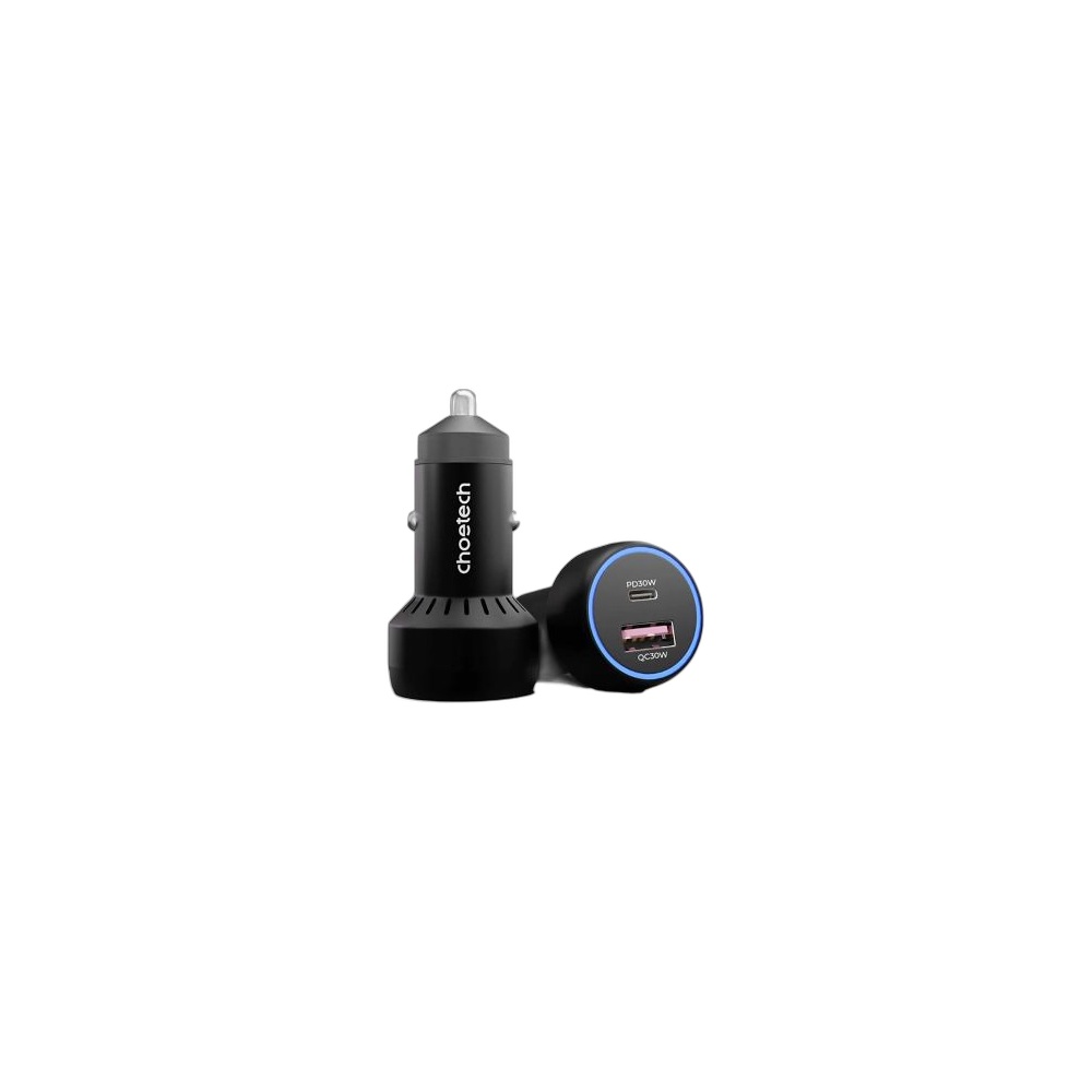 Carregador De Carro 60W Usb-C30W+Usb-A30W Choetech, Preto