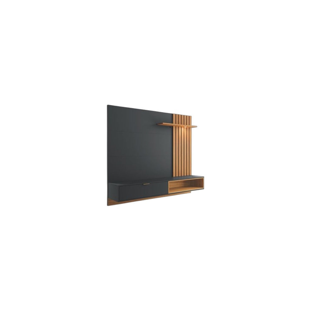 Rack Ripado Tv Rectangular 1600Mm X 1350Mm X 300Mm, Preto