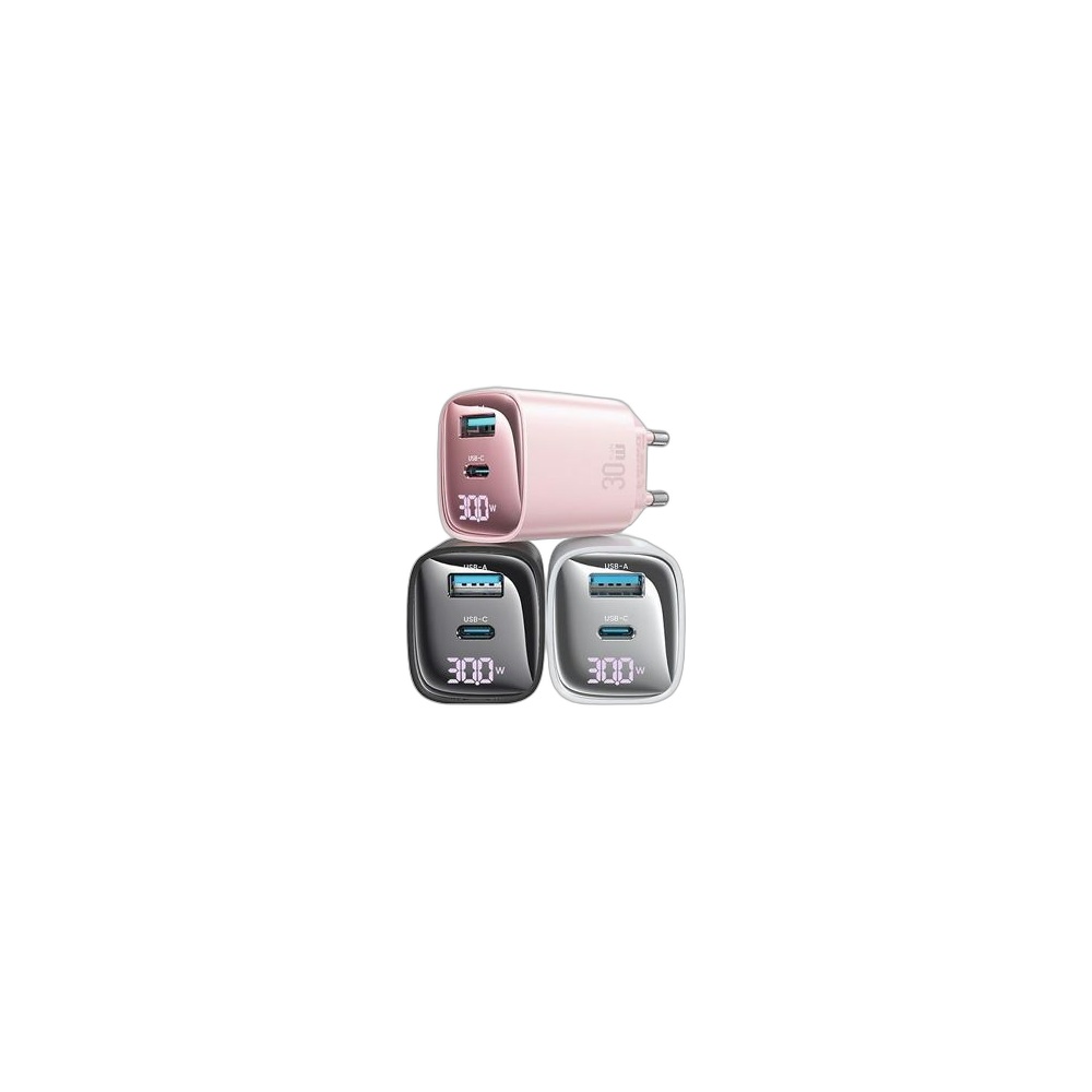 Carregador Rápido Usams Cc229 30W Gan Com Tela Digital, Cores Variadas
