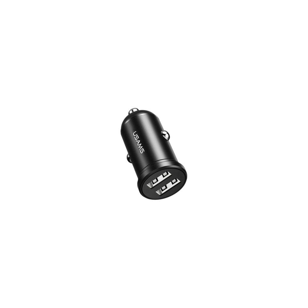 Carregador Para Carro Usams Mini Us-Cc114 C20 2.4A – Dual Usb, Preto