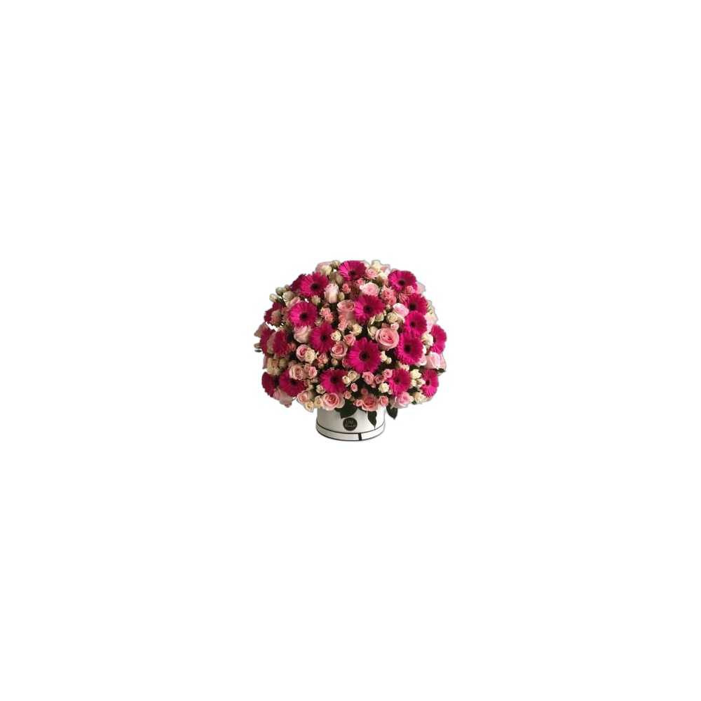 Caixa Circular Rosas Misto - Média
