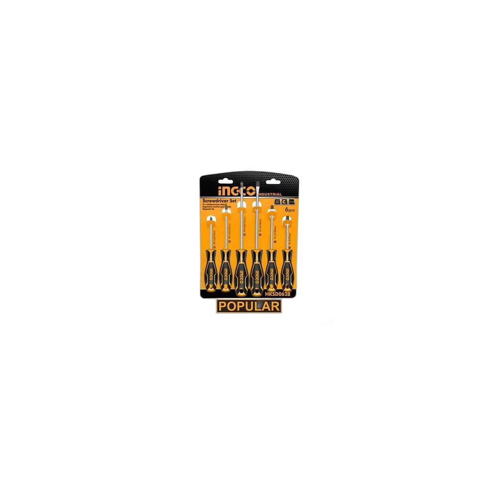 Conjunto De Chaves De Fenda Ingco Hksd0628, 6 Peças