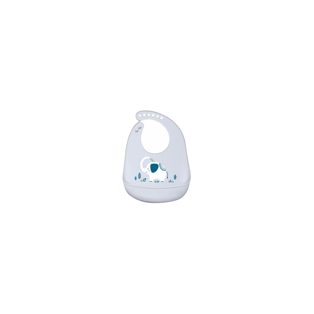 Babador De Silicone Para Bebé Elefante, Cinza