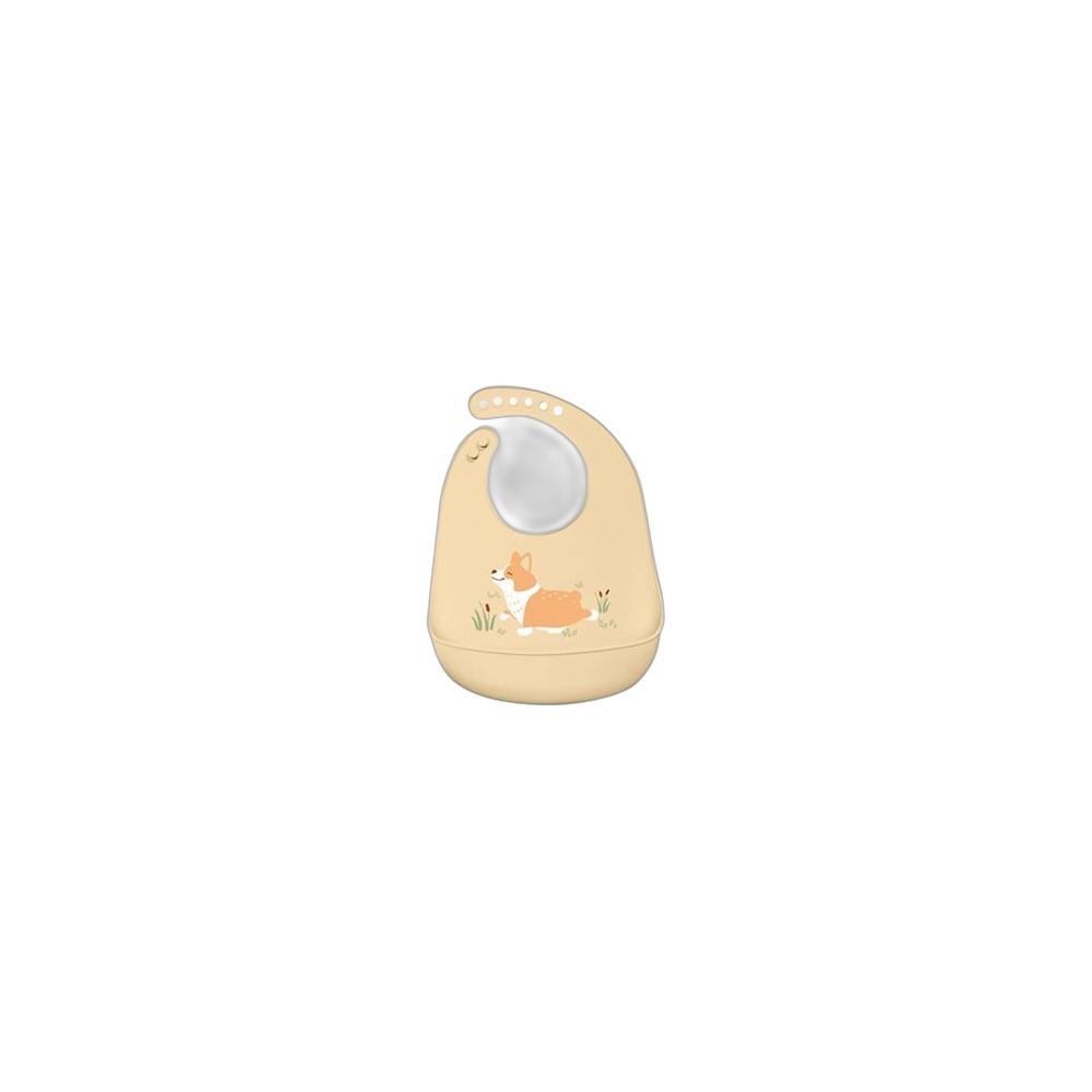 Babador De Silicone Para Bebé Doggy, Amarelo