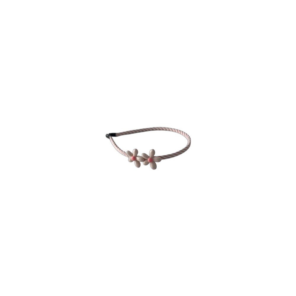 Bandolete Infantil Às Riscas Com 3 Flores, Rosa