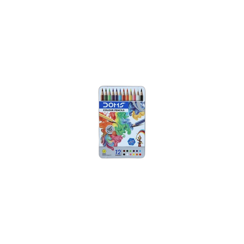 Lápis De Cor Doms Flat Tin Box, 12 Cores