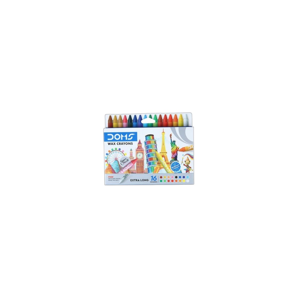 Crayon De Cera Extra Longo Doms, 16 Cores
