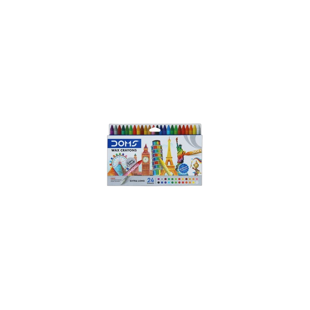 Crayon De Cera Extra Longo Doms, 24 Cores