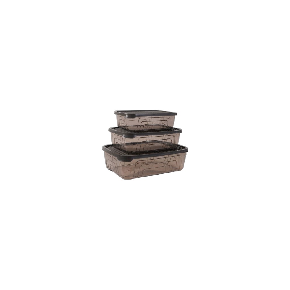 Conjunto De Tigelas Retangulares Cinzento, 1.05 L + 1.75 L + 3.1 L