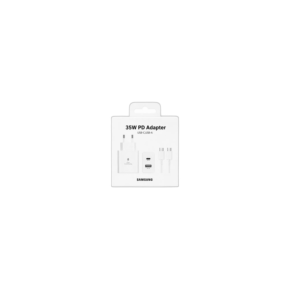 Carregador 35W Samsung Adaptador Type-C Usb-A, Branco