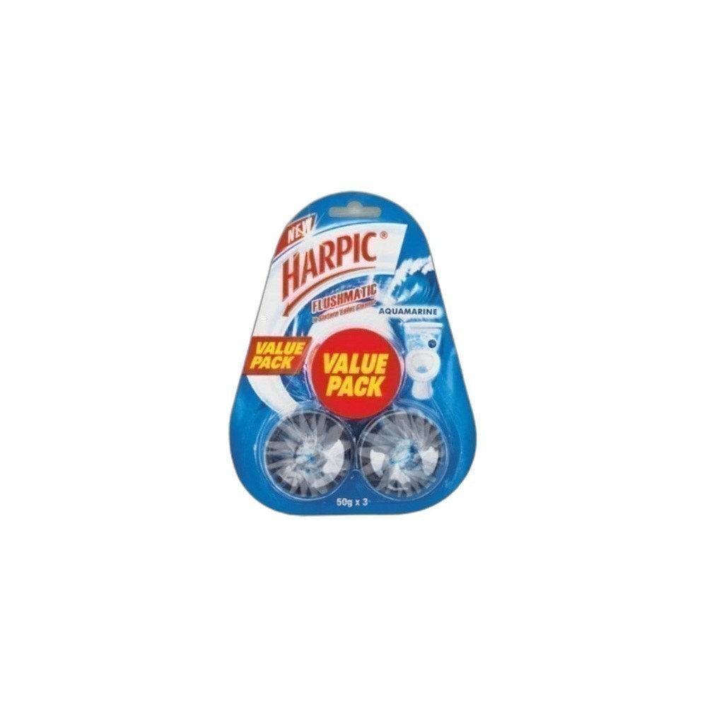 Bloco Sanitário Harpic 3X50g Flushmatic Mix-Aquamarine