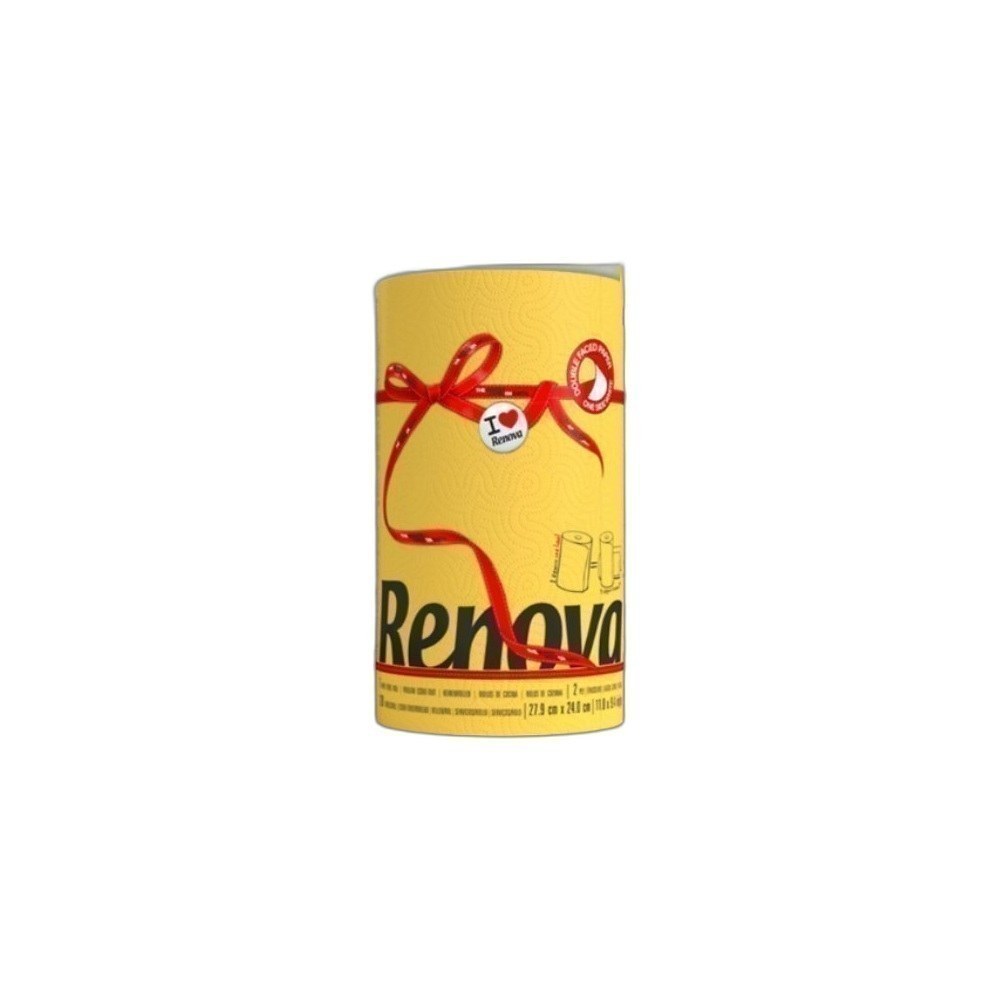 Rolo De Cozinha Renova 1X1 2Ply Rótulo Vermelho-Amarelo Yellow
