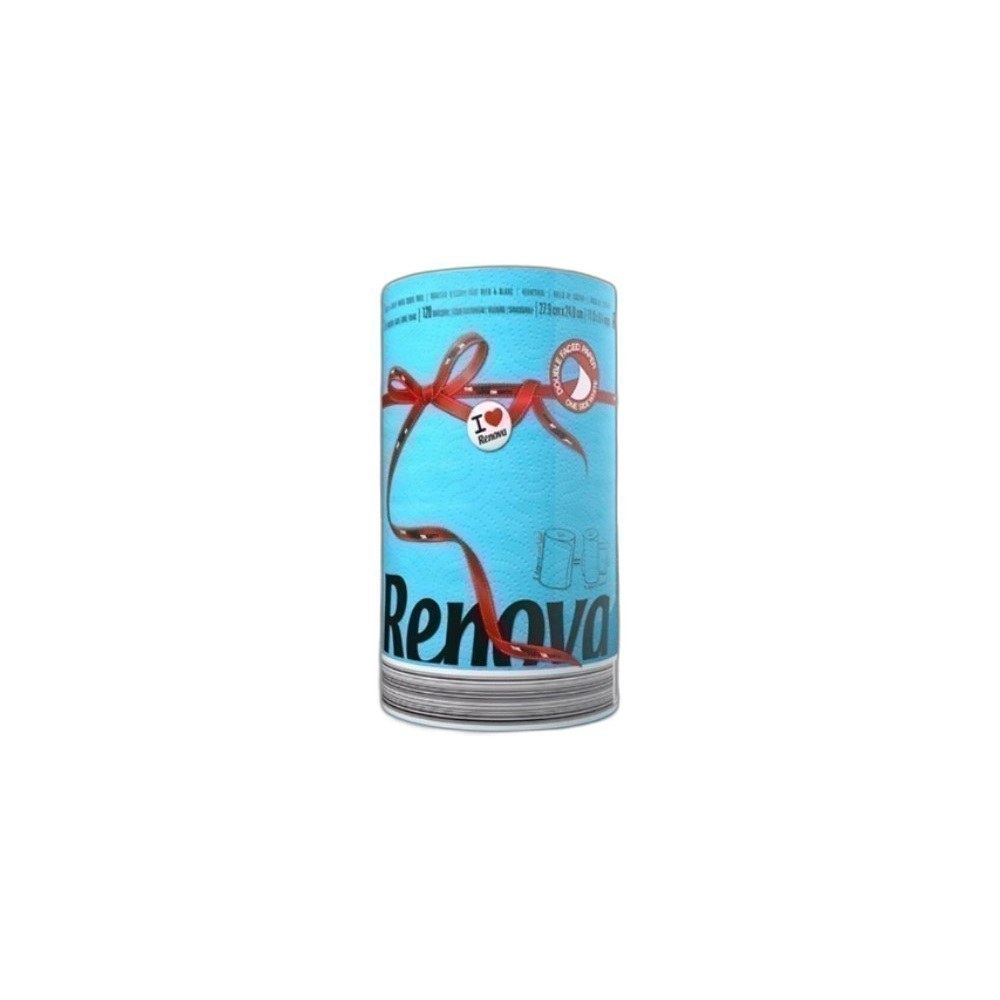 Rolo De Cozinha Renova 1X1 2Ply Rótulo Vermelho-Azul Blue