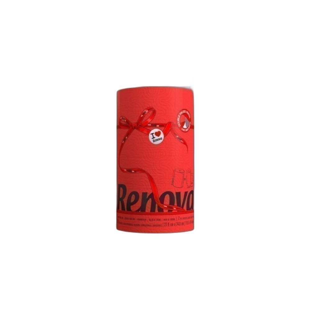 Rolo De Cozinha Renova 1X1 2Ply Rótulo Vermelho-Vermelho Red