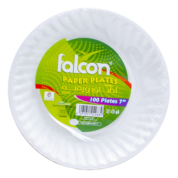 Falcon Paper Plates Round 100Pcs