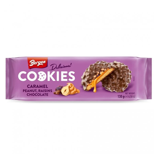 Bergen Cookies Caramel Hazelnut Raisins 130g