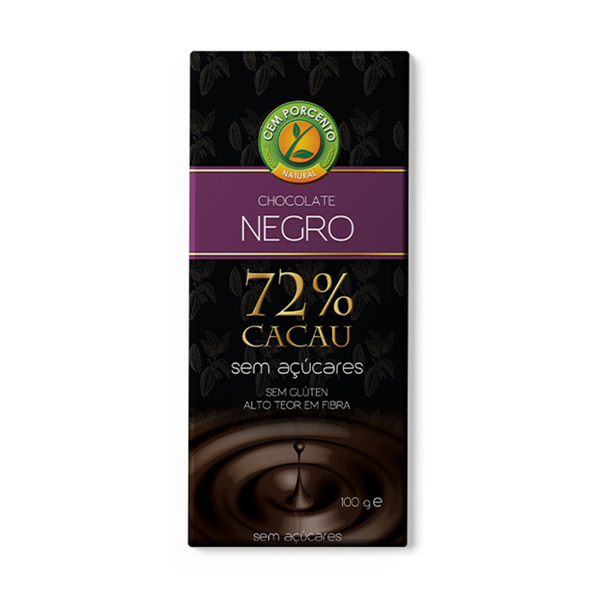 Cem Porcento Choco Negro 72% 100g