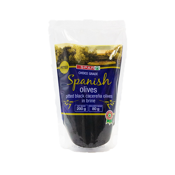 Spar Spanish Black Olives Pitted 200g