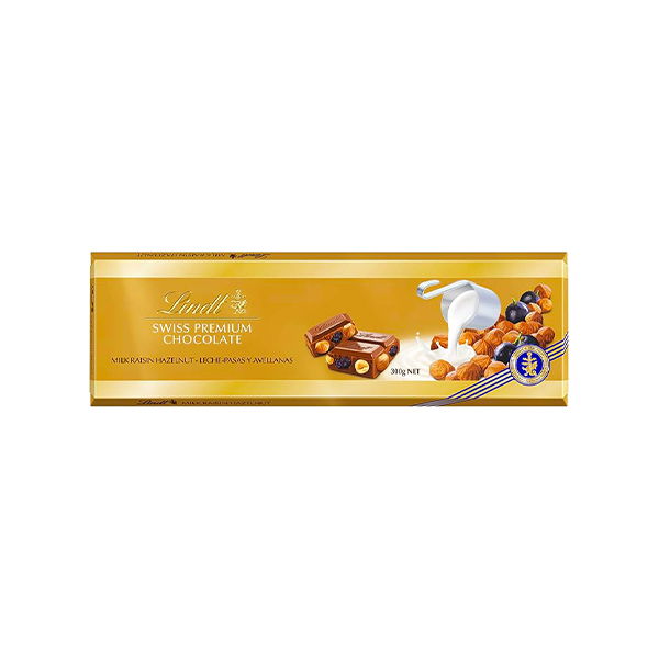 Lindt Swiss Premium Chocolate Milk Raisin Hazelnut 300g