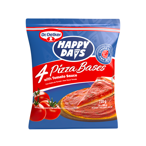 Dr. Oetker Happy Days 4 Pizza Bases With Tomato Sauce 720g
