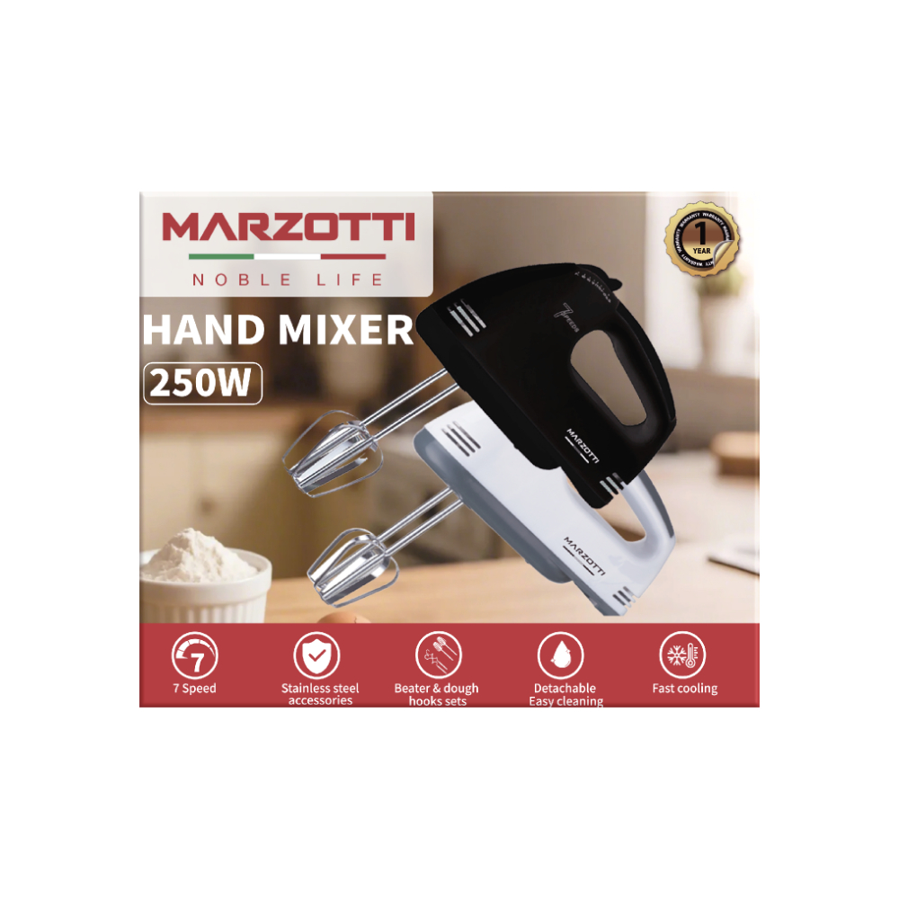 Marzotti Hand Mixer White Mzhm02B 250W