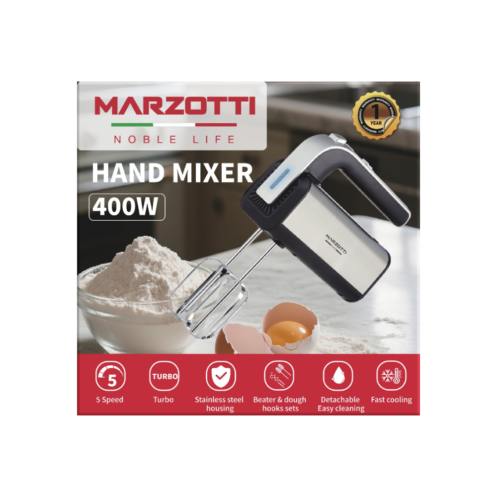 Marzotti Hand Mixer Stainless 400W Mzhm01