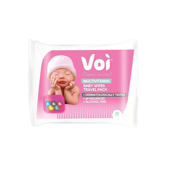 Voi Wet Baby Wipes Travel Pack Pink 25S