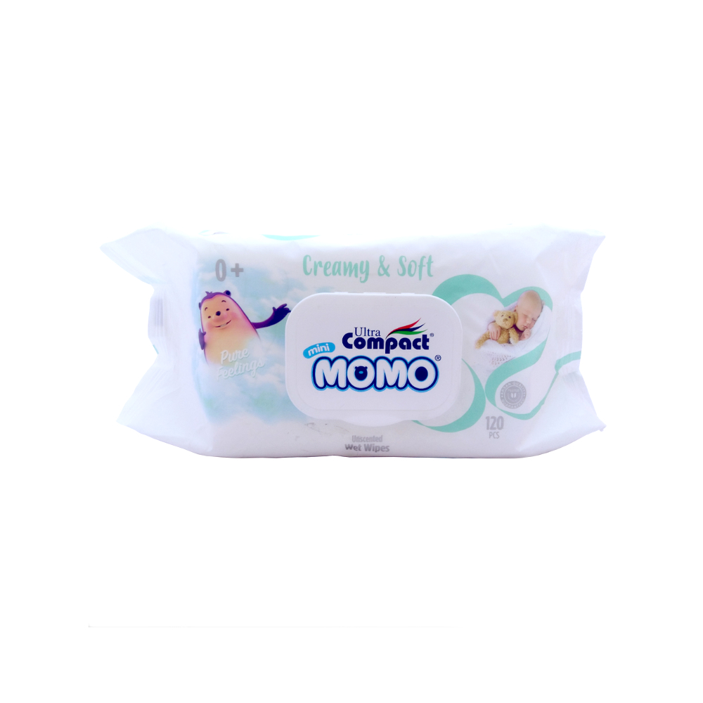 Ultra Compact Mini Momo Wet Wipes Creamy E Soft 120S