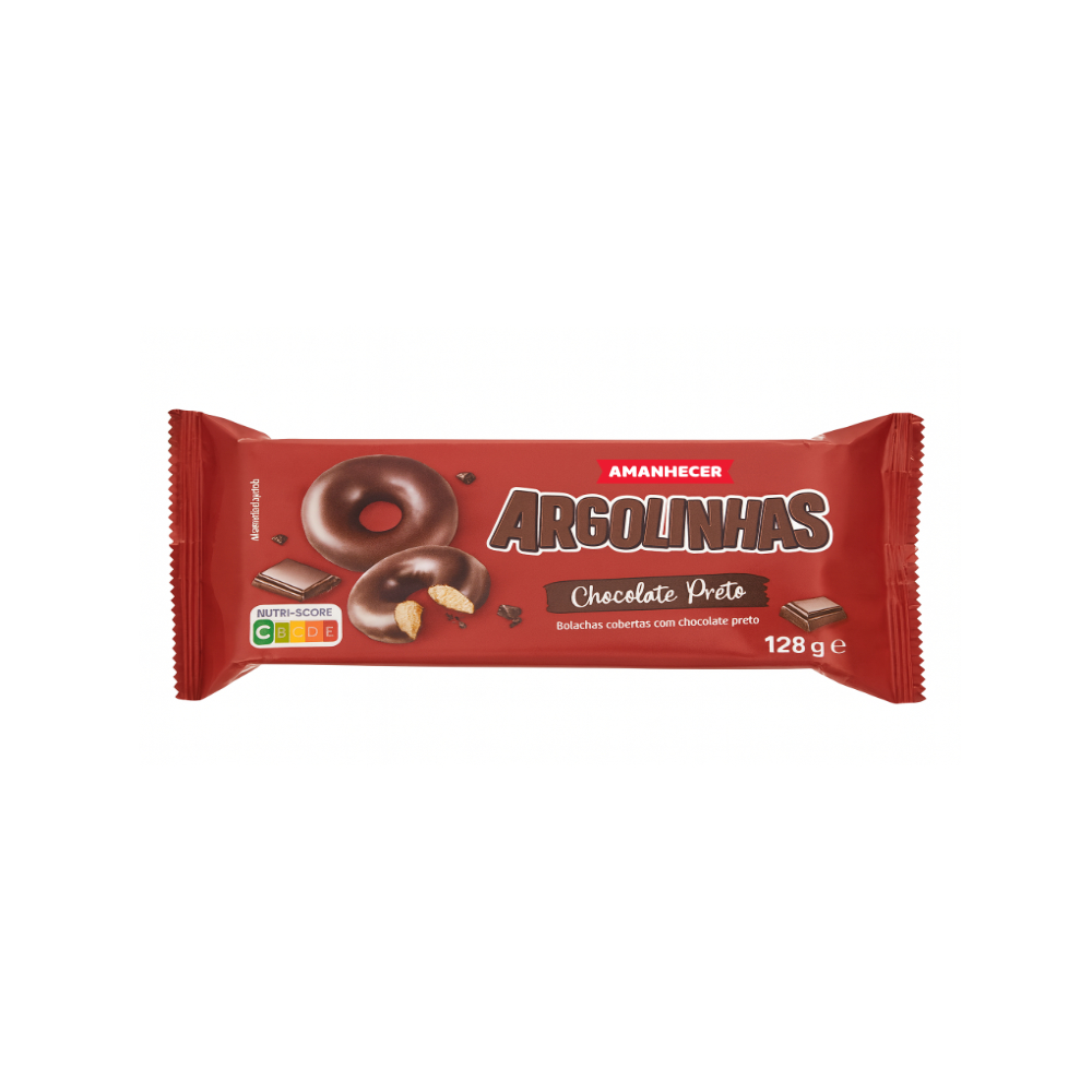 Amanhecer Bolachas Argolinhas Chocolate Negro 128g