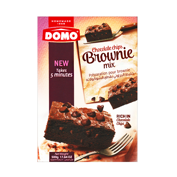 Domo Chocolate Chip Brownie Mix 500Gr