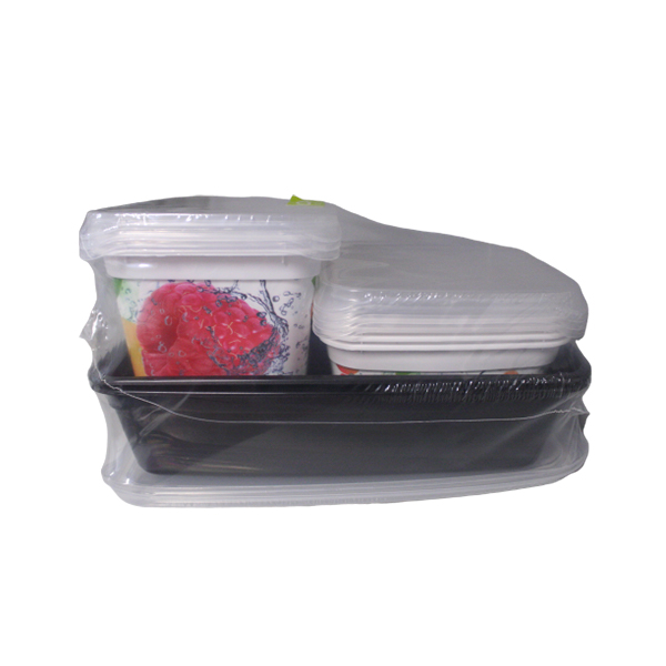 Jogo 8Pcs Caixa Plastica Preto/Branco 13565B