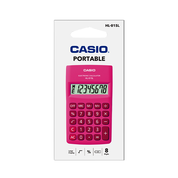 Casio Portable Eletronic Calculator Hl-815L Pink